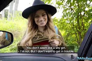 Public agent picks up big tits hitchhiker Nicole Rae for a wild pov blowjob