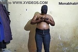 beautiful desi bhabhi oils her huge boobs for massage