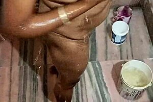 black indian lady sucking penis in bathroom and pissing!