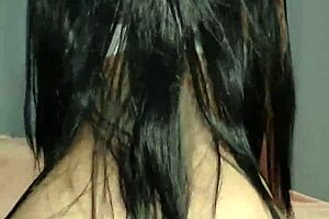 Brunette teen with long hair and big ass rides cock in cowgirl position until creampie