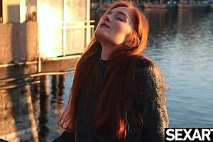 Stunning redhead jia lissa rides a huge dildo to multiple orgasms