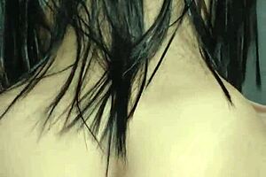 Brunette teen with long hair and big ass rides cock in cowgirl position until creampie