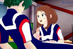 oh man, ochako uraraka and izuku midoriya get wild with intense creampie sex in my hero academia hentai 😍💦