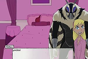 Kitten fucks starfire's ass in anal beast girl