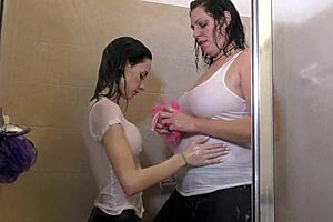Busty Lesbians Get Drenched