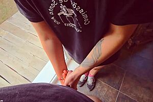 Milf rubs wet panties to cum in close-up scene