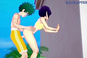 Want to see Momo Yaoyorozu and Kyoka Jiro and Izuku Midoriya in intense sex?