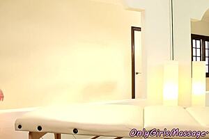 Busty teen licks masseuse's pussy!