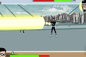 Kitten fucks starfire's ass in anal beast girl