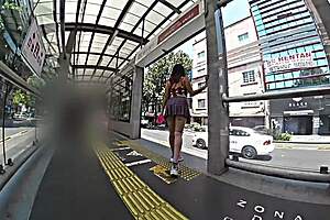 Woman Commutes On Metrobus In Skirt And Thong