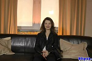 Eurobabe Masturbates Hard While Wanking Old British Bloke in Interview!