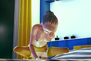 Teen in Stockings Solos in 3D