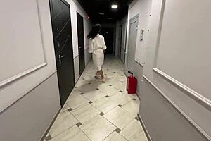 Beautiful stranger girl turns on when big dick enters her anal in hotel.