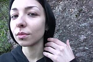 Teens 18+ fuck in public around a Spanish monastery outdoors