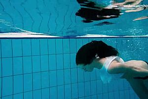 horny teen strips fast underwater, show your body