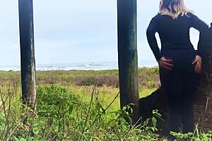 milf surprised by public anal creampie