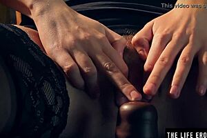 hot sexy girl smears cream on big tits and hairy pussy