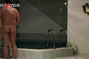 Man, recording my slutwife with bull in sauna for husband!