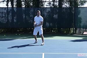 tennis coach discovers my smooth pussy outdoors