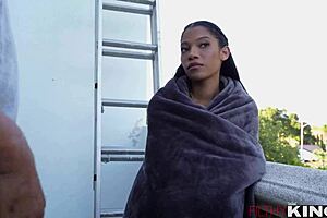 eden west strips sneakily, addicted to huge black cock deepthroat and facial