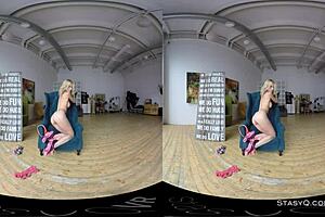 Lovely Blonde Amateur Strips Sensually In VR