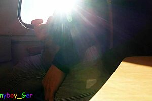 spontaneous gay jerk off with big cumshot on train