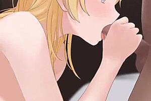 hent animation shows cute blonde giving steamy blowjob