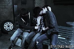 Three young 18+ gays start kissing. Then they dive into hardcore anal pounding.