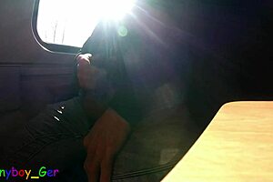 spontaneous gay jerk off with big cumshot on train