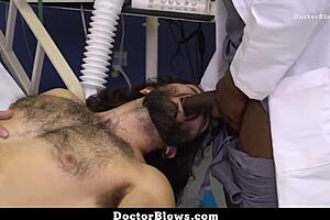 Stepbrothers visit black doctor for blowjob checkup. what a fetish!
