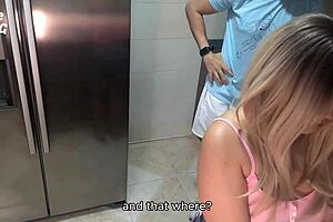 hey, my stepdaughter fucks the guy in the store while her stepmother takes a shower