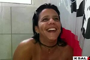 Husband Joins Cousins in Gangbang Pussy Eating in Bathroom