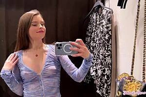 sexy see through try on haul in changing room