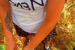 Hey, stepbrother, why are you cumming in my panties outdoors?