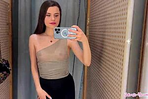 sexy see through try on haul in changing room