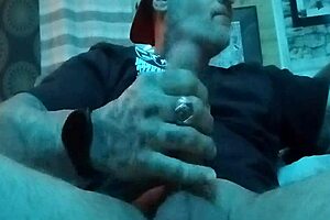 Jack Hammer masturbating with big cock?