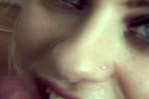 Blonde Cameron Canada Delivers Sloppy Blowjob Leading To Intense Facial Cumshot In Close-Up