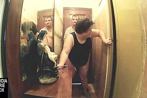 Watch her fuck the fat Spanish girl hard between the walls!