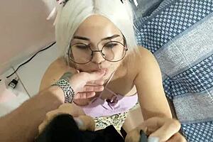 White Wolf Surprises White Moon with Intense Blowjob and Facial Cumshot