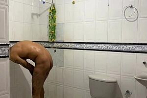 My cousin's gay boyfriend enters the bathroom and gets excited seeing me, then we fuck.