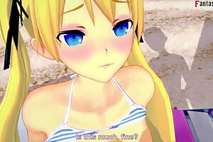 marie rose in bikini fucking on the beach, so hot in 3d cartoon fantasy!