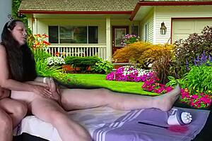 feel the intense voyeur thrill as agarabas and olpr dive into shaved pussy and big natural tits with muff diving and massage