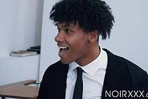 ebony hunks adrian and tony abandon books for intense bareback sex.