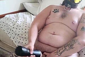 fat dog jerks off to relax after a long day