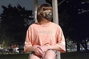 Tingxuan pees and masturbates outdoors in skirt