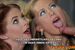 Two hot virgins deliver blowjob to servant in Cinderella parody