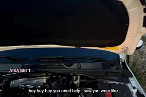 They Help Aikabett With Broken Car And Fill Her With Semen