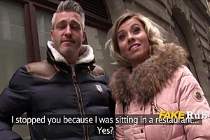 Blonde milf wife cheats on husband with quickie for cash in lingerie