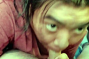 Sucking best friend outdoors in public cum swallow