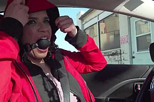 Feeling Exposed While Driving Ball Gagged and Flashing